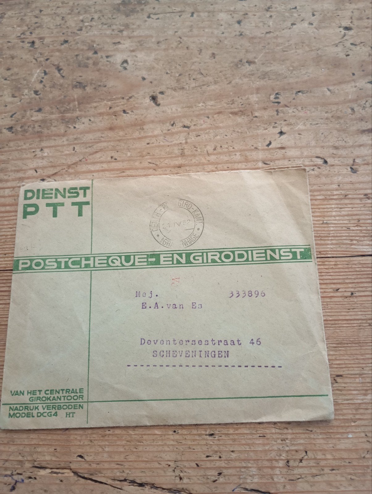 Vintage Dienst PTT envelop postcheque en girodienst, Ophalen of Verzenden, Gebruiksvoorwerp