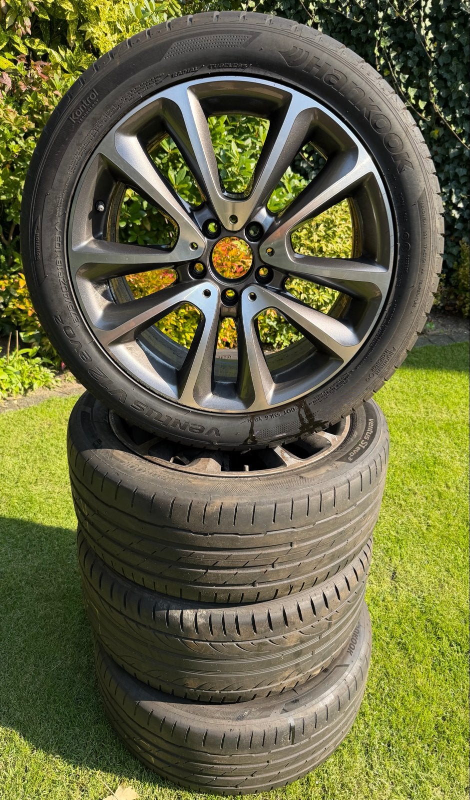 Set van 4 Hankook Ventus V12 evo2 zomerbanden met velgen, Ophalen, 18 inch, Gebruikt, 275 mm