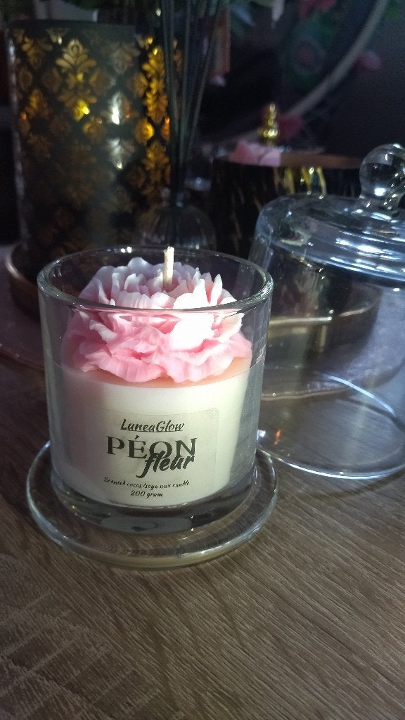 Luxe peony geurkaars, Meerkleurig, Ophalen of Verzenden, Kaars, Was