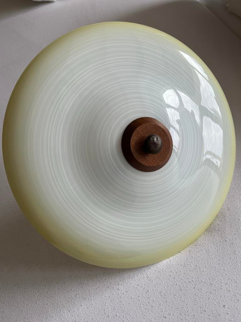 Schaal Plafonnière vintage jaren 50, Huis en Inrichting, Lampen | Plafondlampen, Ophalen, Gebruikt, Glas