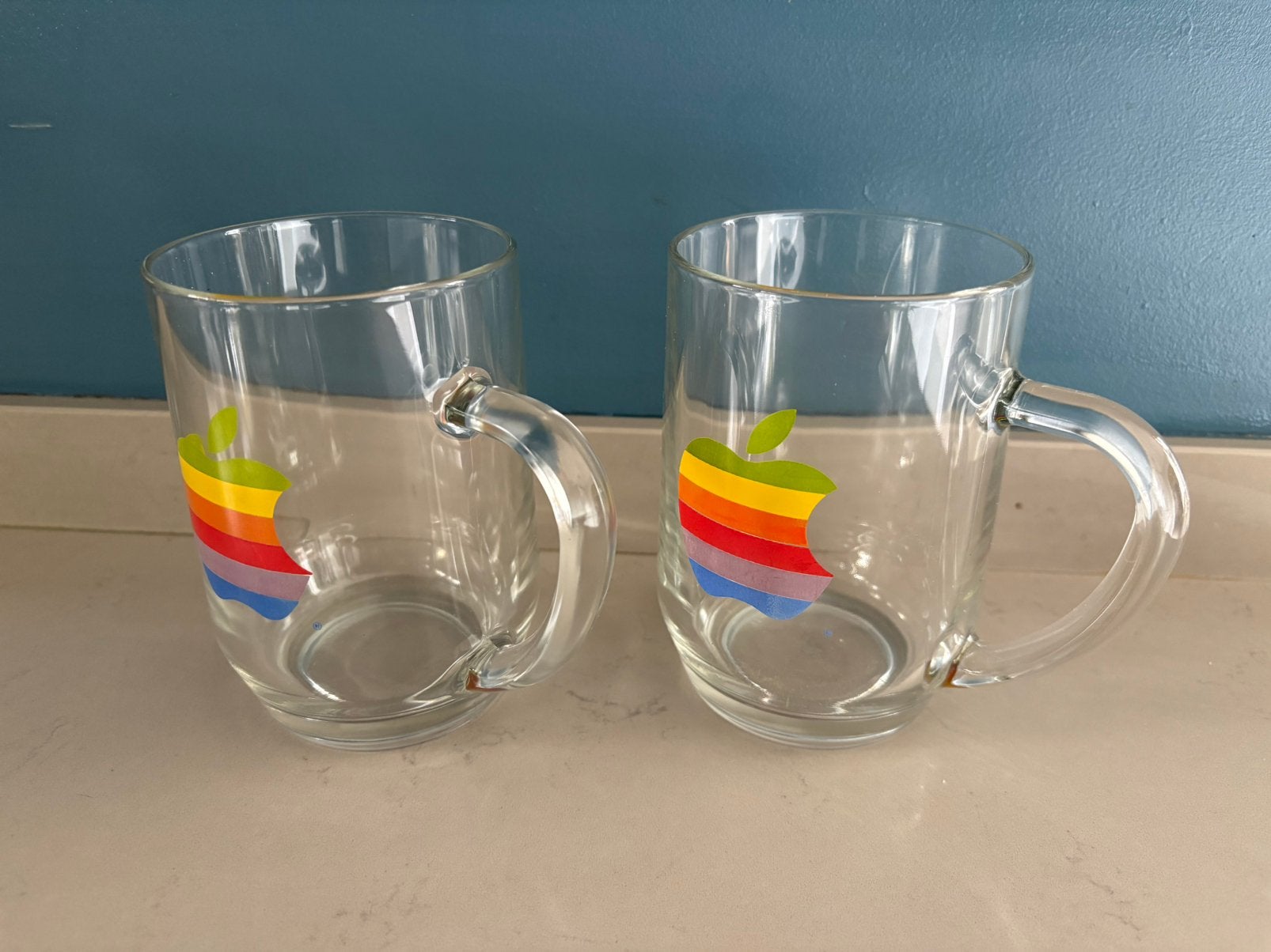 Set Apple reclameglazen vintage, Ophalen of Verzenden