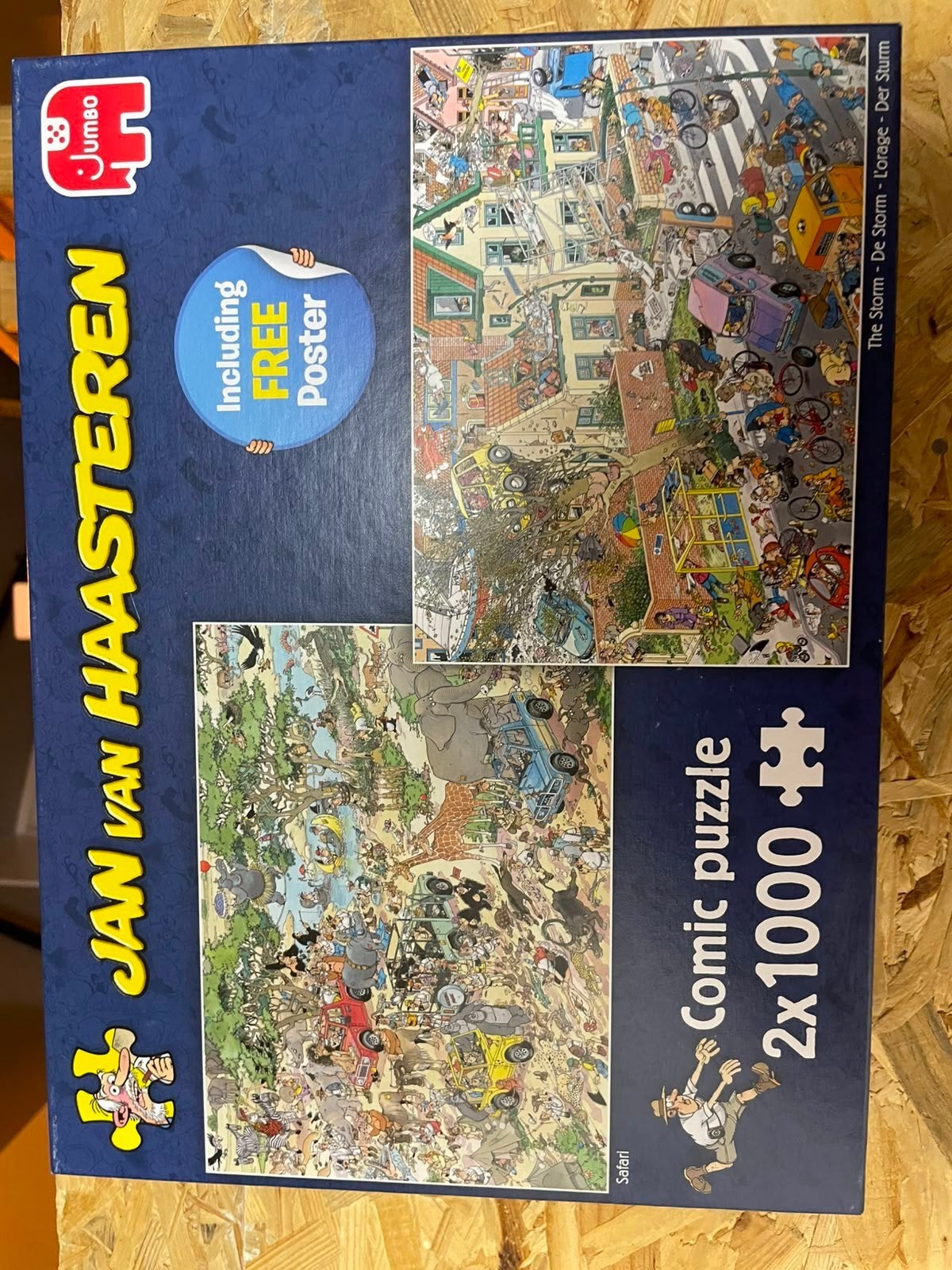 Jan van Haasteren 2x1000 stukjes: De Storm & Safari, Ophalen, 500 t/m 1500 stukjes, Gebruikt, Legpuzzel