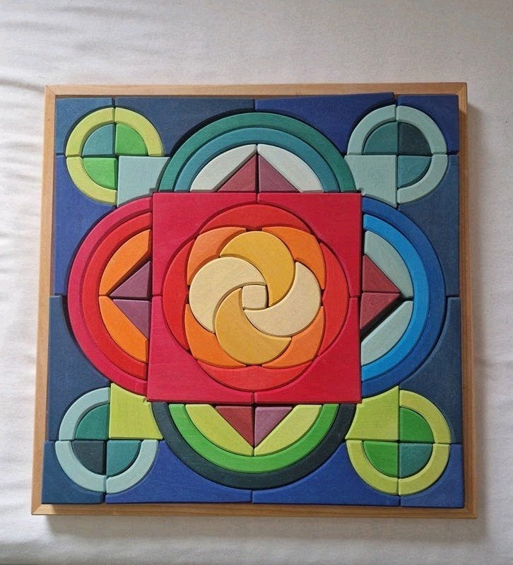 Grimm's Houten Puzzel - Mandala Regenboog, Ophalen, Zo goed als nieuw, Overige typen