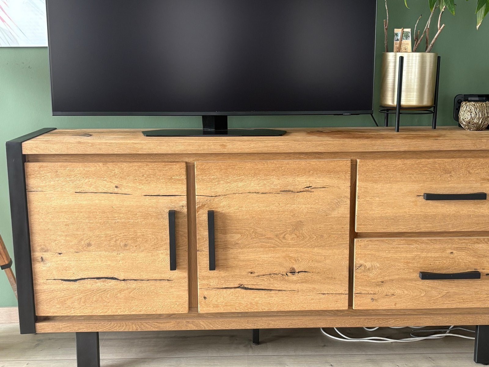 Dressoir met diepe lades en veel opbergruimte, Ophalen, Gebruikt, 150 tot 200 cm, Eikenhout