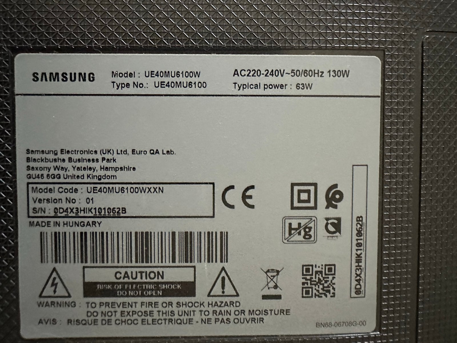 Samsung UE40MU6100W 4K Smart TV - Zo goed als nieuw, Ophalen, LED, 50 Hz, Zo goed als nieuw