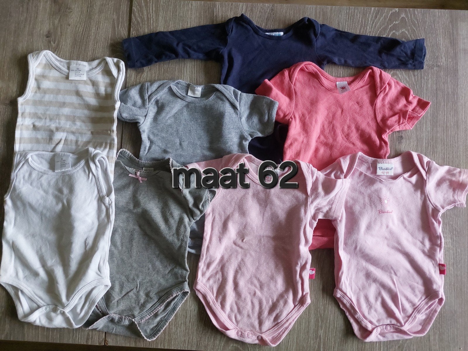 Baby rompertjes maat 62 - Set van 8 stuks, Kinderen en Baby's, Babykleding | Maat 68, Ophalen of Verzenden, Gebruikt, Jongetje of Meisje