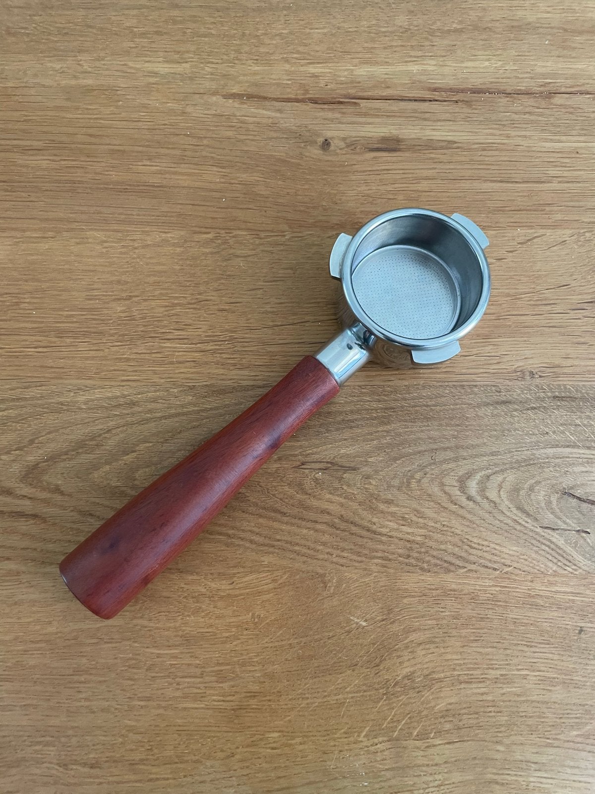 Naked Portafilter met houten handvat 54 cm, Overige typen, Ophalen of Verzenden, Zo goed als nieuw, Metaal