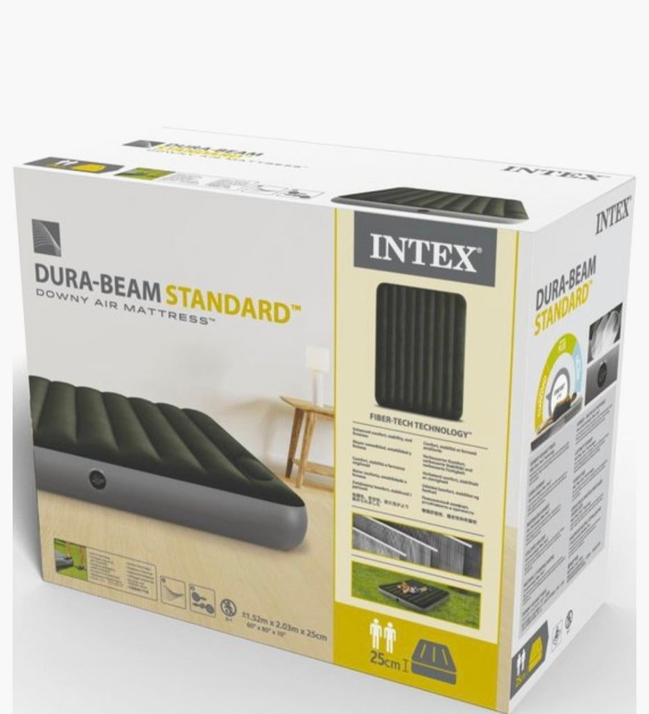 2x Nieuwe Intex Dura-Beam Standard Luchtbed -  met pomp, Caravans en Kamperen, Ophalen of Verzenden, Nieuw, 1-persoons