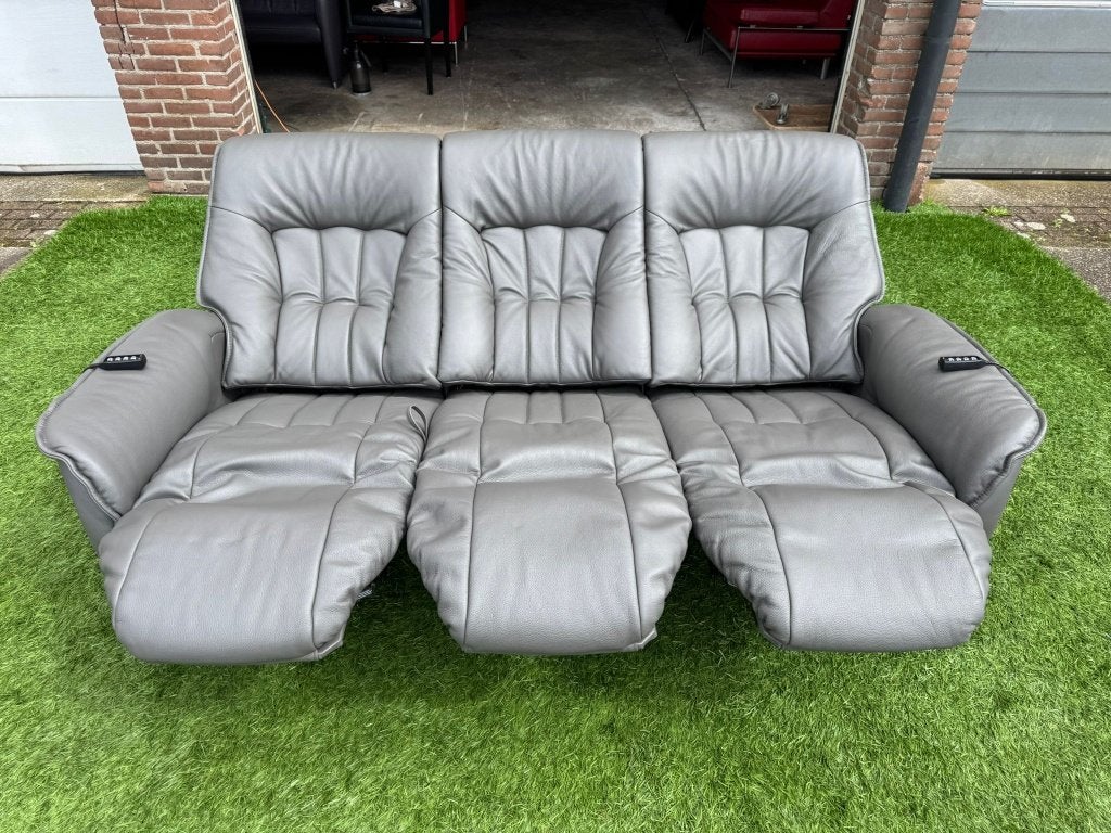 Bankstel Himolla grijs leren relax elektrisch bank ZGAN, Hout, Geen, Pahest@hotmail.nl, Design