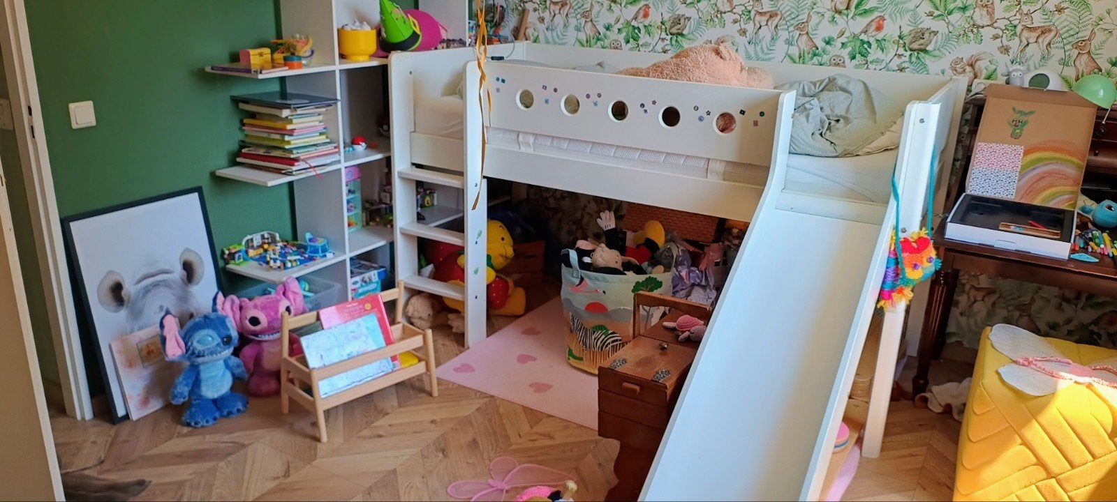Kinderbed met glijbaan (exclusief matras), Kinderen en Baby's, Kinderkamer | Bedden, Ophalen, 85 tot 100 cm, Gebruikt, Matras