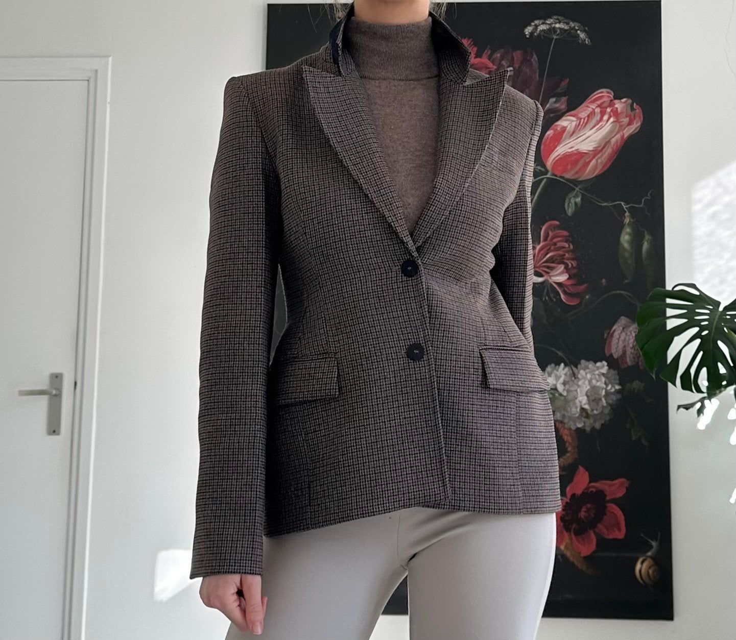 Prachtige geruite blazer jasje maat S Zara licht zand, Beige, Nieuw, Ophalen of Verzenden, Jasje