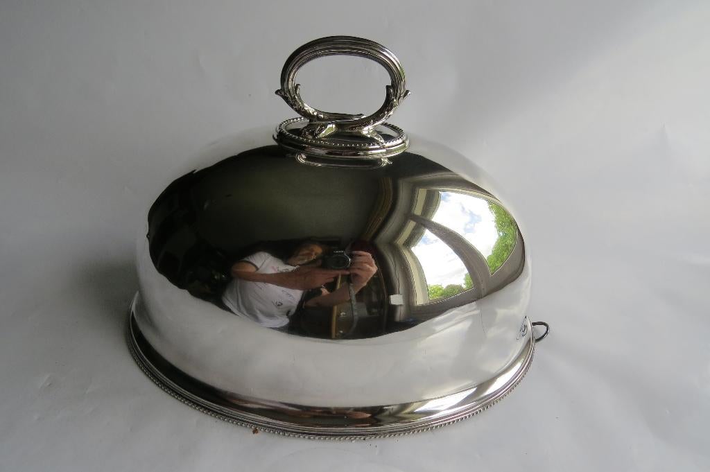 Antieke Engelse verzilverde dekschaal, William Hutton c.1866, Ophalen of Verzenden