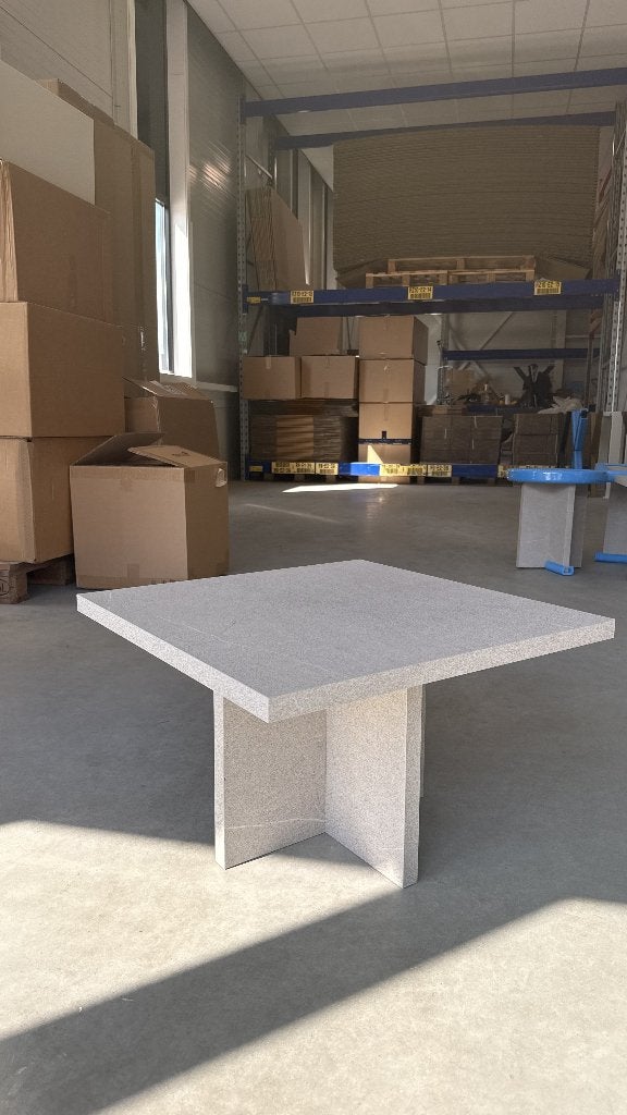 Salontafel natuursteen melamine grijs 60x60x37cm, Ophalen, 50 tot 100 cm, Vierkant, Nieuw