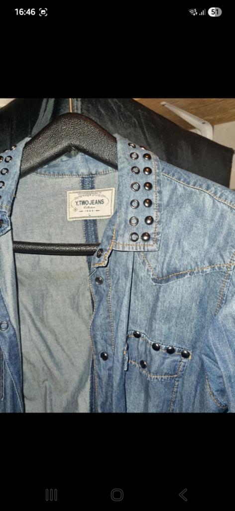 Stoer spijkeroverhemd met studs - Y.TWOJEANS, Maat 38/40 (M), Blauw, Ophalen of Verzenden, Lange mouw