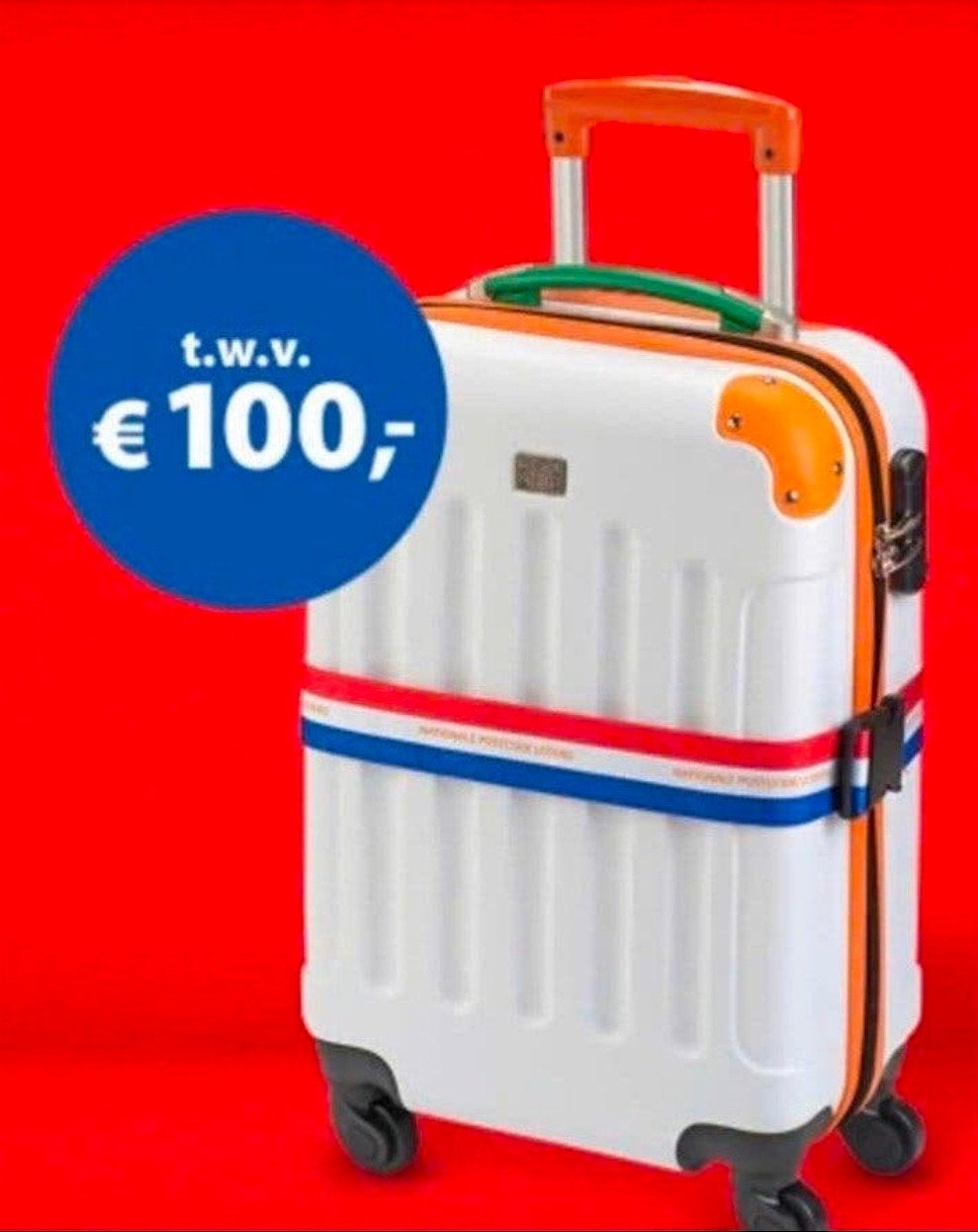 koffer van de postcodeloterij nieuw 2x, 40 tot 60 cm, Wieltjes, 20 tot 30 cm, Wit