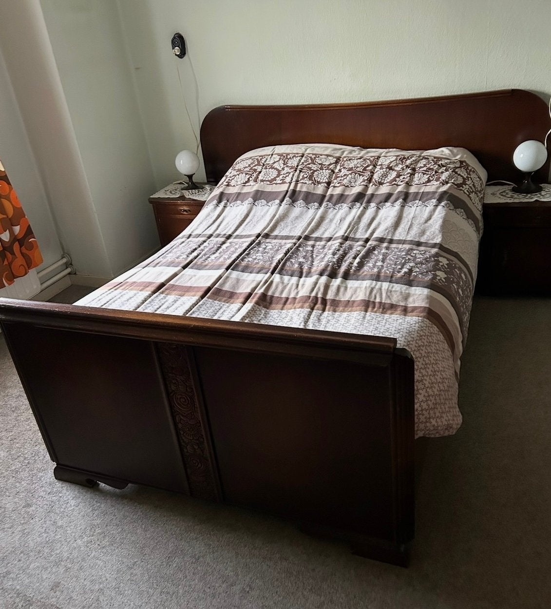 Vintage slaapkamer ameublement jaren 50, Ophalen, Gebruikt, Bruin, Jaren 50