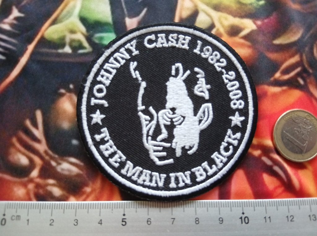 Johnny Cash  leuke  the man in black 1982-2002 patch c109, Verzenden, Nieuw, Kleding