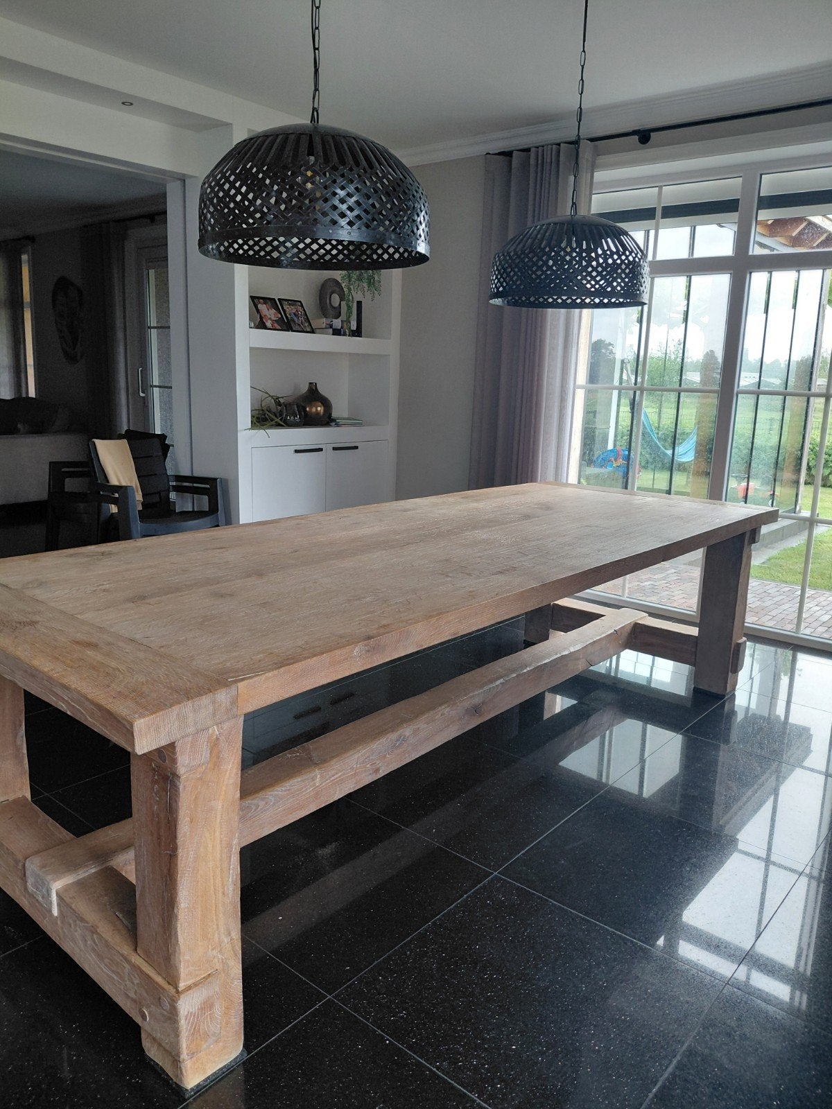 Massief eikenhouten eettafel (kloostertafel), Ophalen, Gebruikt, 100 tot 150 cm, Eikenhout