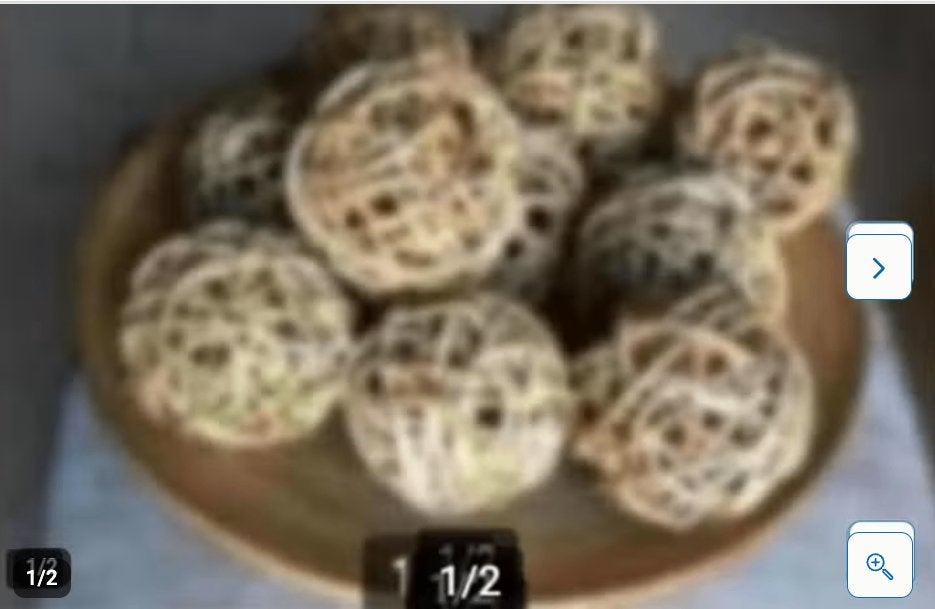 Houten schaal +10 rieten ballen blank hout.br50cm., Ophalen of Verzenden, Zo goed als nieuw, Rond, Hout