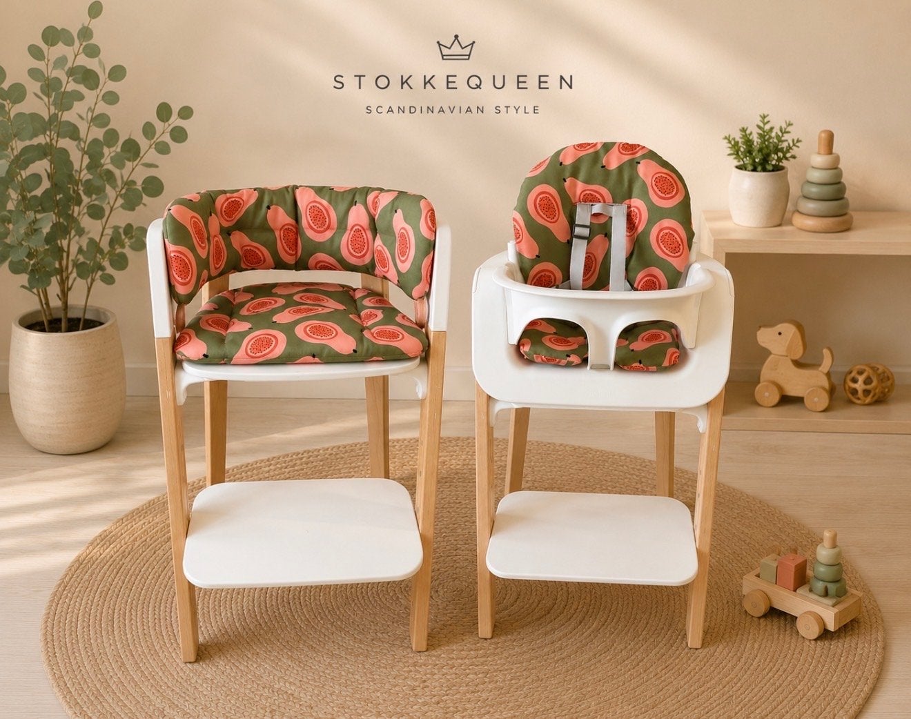 Dikke handgemaakte kussenset voor Stokke Steps kinderstoel, Ophalen of Verzenden, Nieuw, Meegroeistoel, Stoelverkleiner