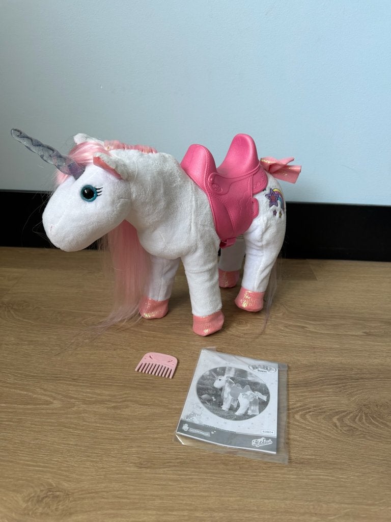 BABY born interactieve eenhoorn 828854 – wit/roze –, Ophalen of Verzenden, Zo goed als nieuw, Babypop
