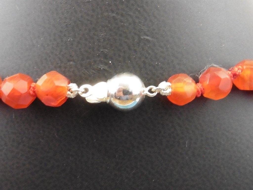 Carneolen collier met zilveren slot                     D127, Ophalen of Verzenden, Overige materialen, Ketting