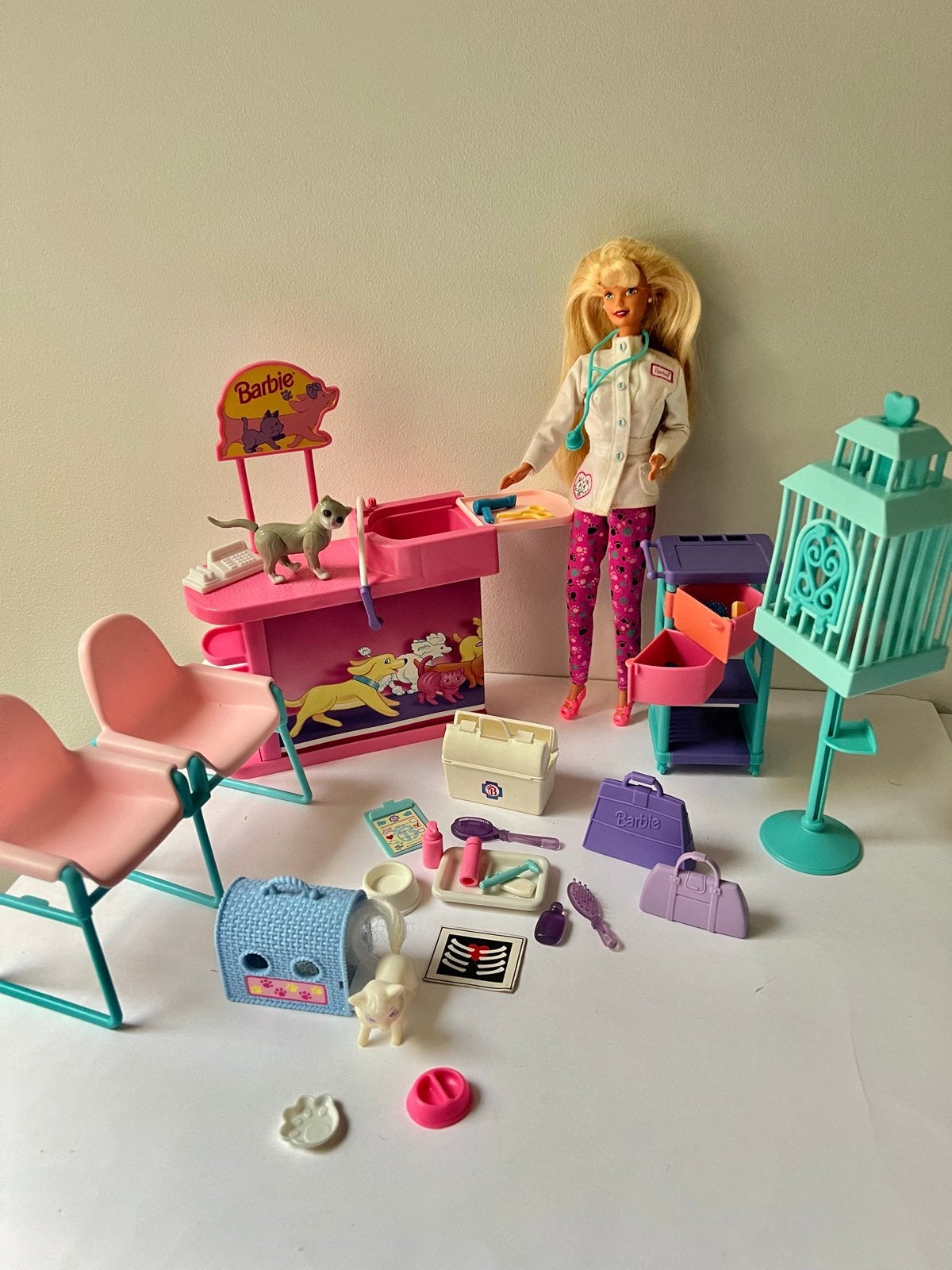 Barbie Dierenarts Set - Compleet met Dieren en Accessoires, Ophalen, Zo goed als nieuw, Barbie