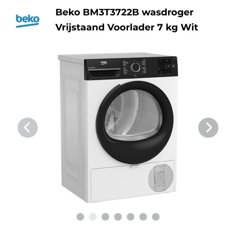 Beko BM3T3722B Warmtepompdroger Vrijstaand Voorlader 7 kg