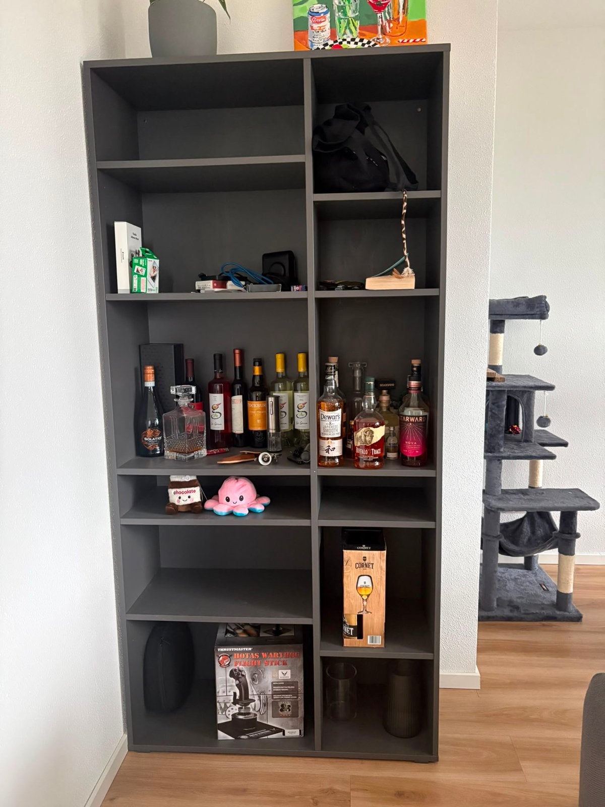 Grote donkergrijze IKEA stellingkast met veel opbergruimte, Ophalen, Met plank(en), 50 tot 100 cm, Zo goed als nieuw