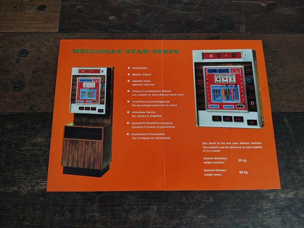Flyer: Hellomat Star Steps (Wand Gokkast), Verzamelen, Verzenden, Gebruikt
