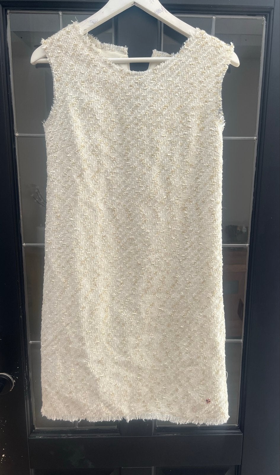 Jantje Korten Fashion Tweed Jurk Wit/Goud Maat M, Kleding | Dames, Maat 38/40 (M), Wit, Nieuw, Ophalen of Verzenden