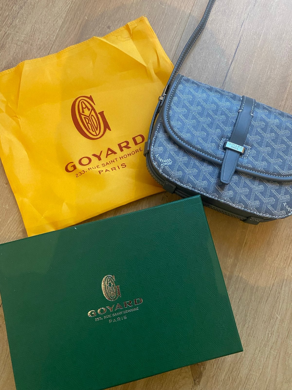 Goyard Mini Saigon Schoudertasje - Grijs, Ophalen of Verzenden, Zo goed als nieuw, Grijs, Schoudertasje