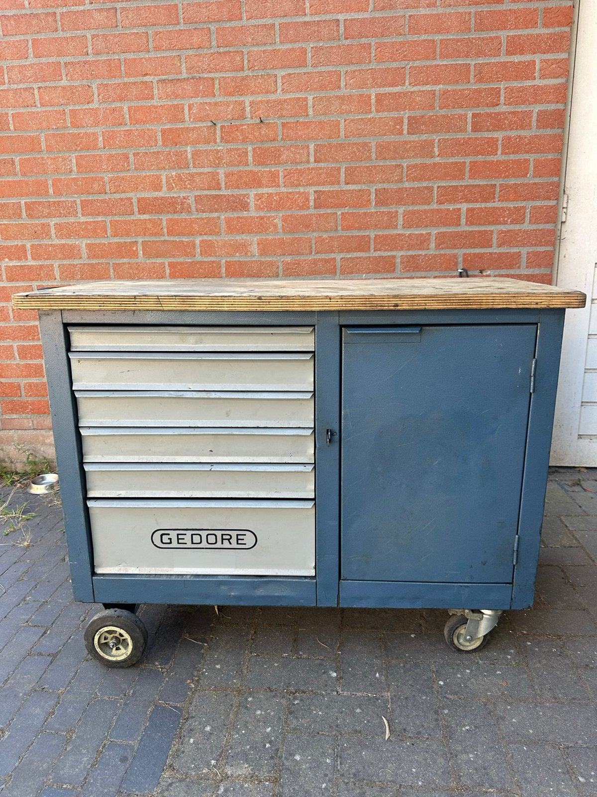 Gedore Gereedschapswagen met Houten Topblad, Ophalen, Gebruikt, 70 tot 120 cm