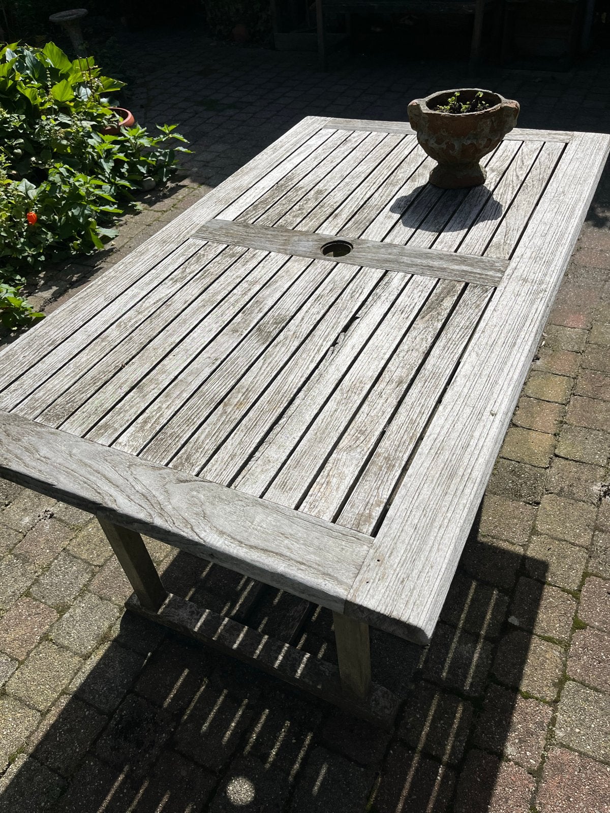 Robuuste Teakhouten Tuintafel - Gebruikt, Ophalen, Gebruikt, Rechthoekig, Teakhout