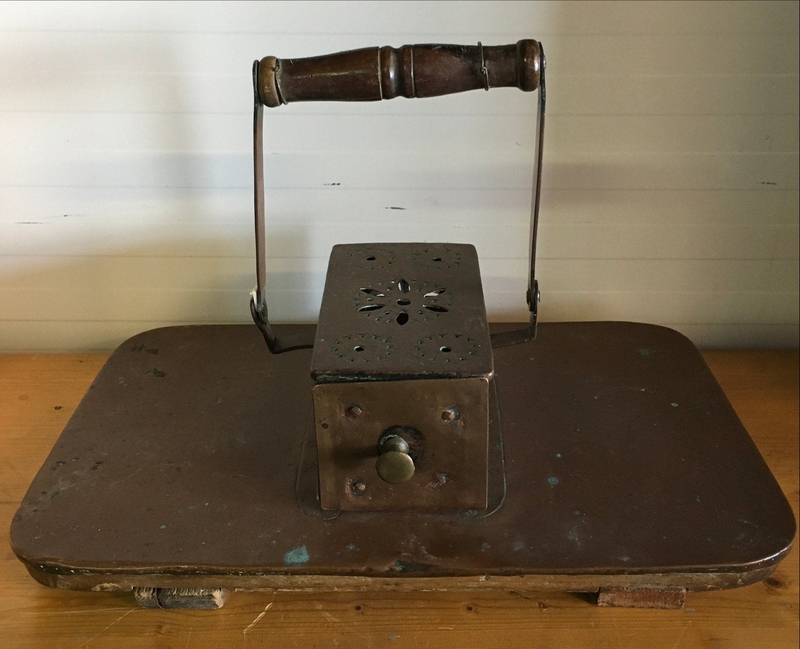 Antieke Koperen Stoof voor Rijtuigen - 50x33 cm, Ophalen of Verzenden, Koper