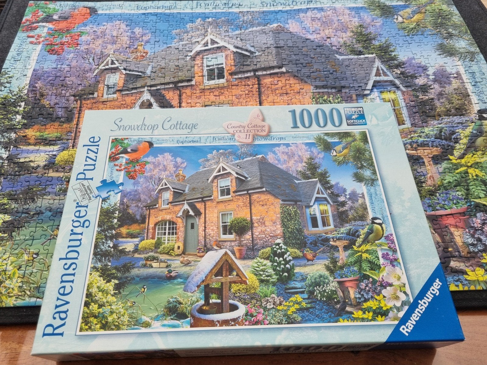 Snowdrop cottage Ravensburgerpuzzel, Ophalen of Verzenden, 500 t/m 1500 stukjes
