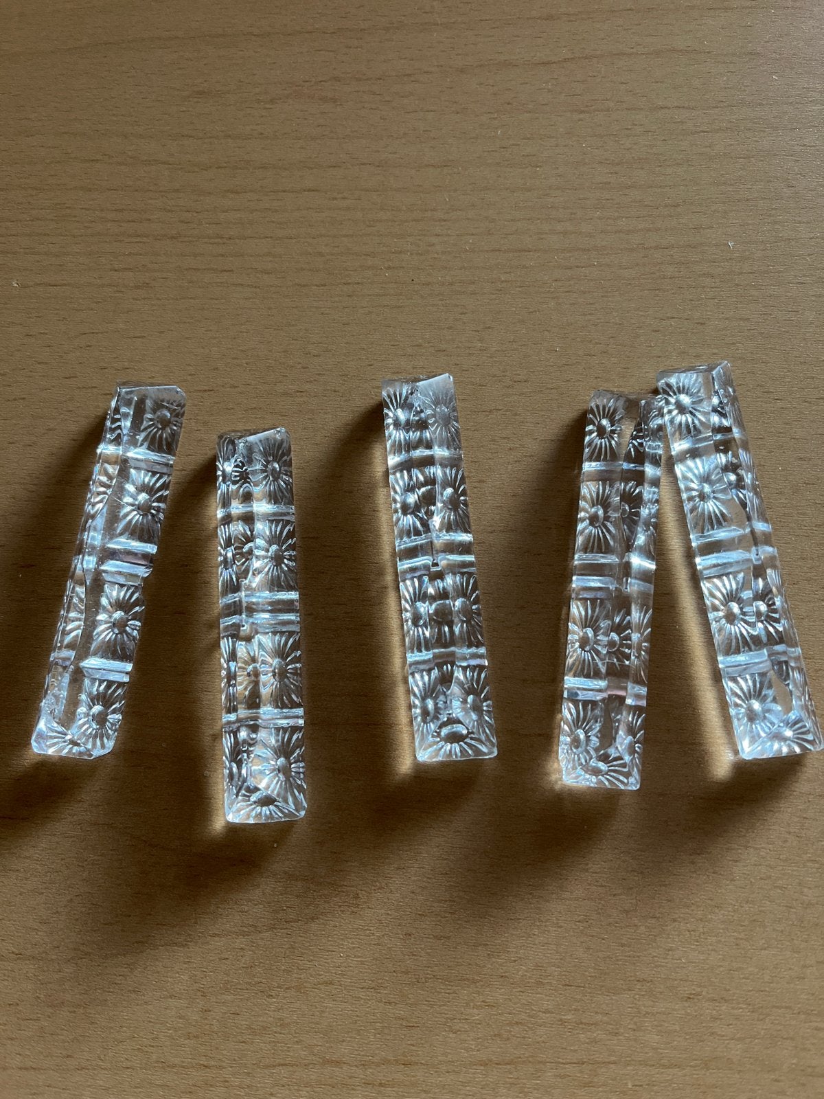 Set van 5 decoratieve glazen messenleggers met bloemmotief, Ophalen of Verzenden