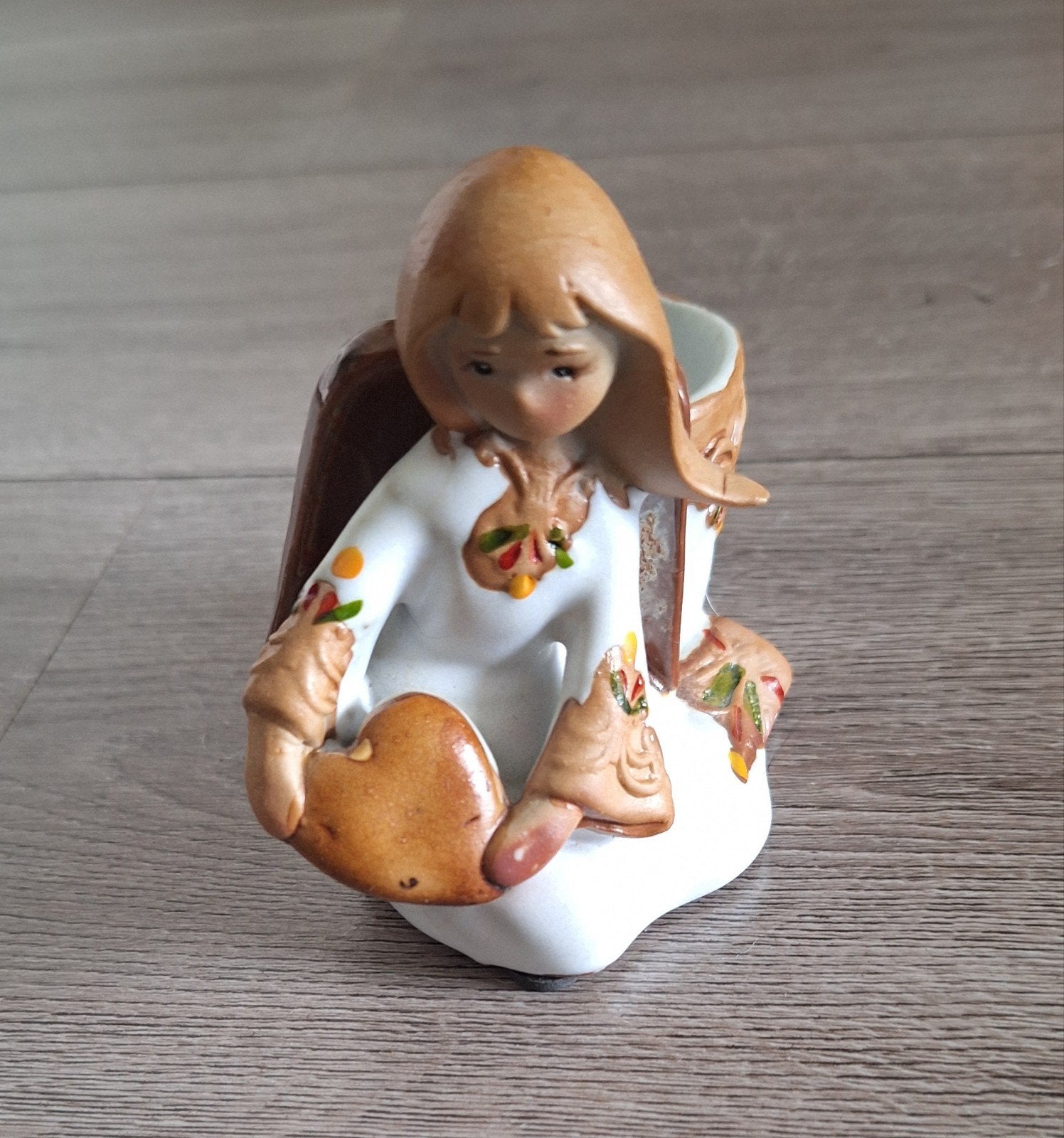 Keramieken engel met waxinelichthouder – 10  10 cm, Huis en Inrichting, 10 cm, Gebruikt, Waxinelichthouder, Ophalen of Verzenden