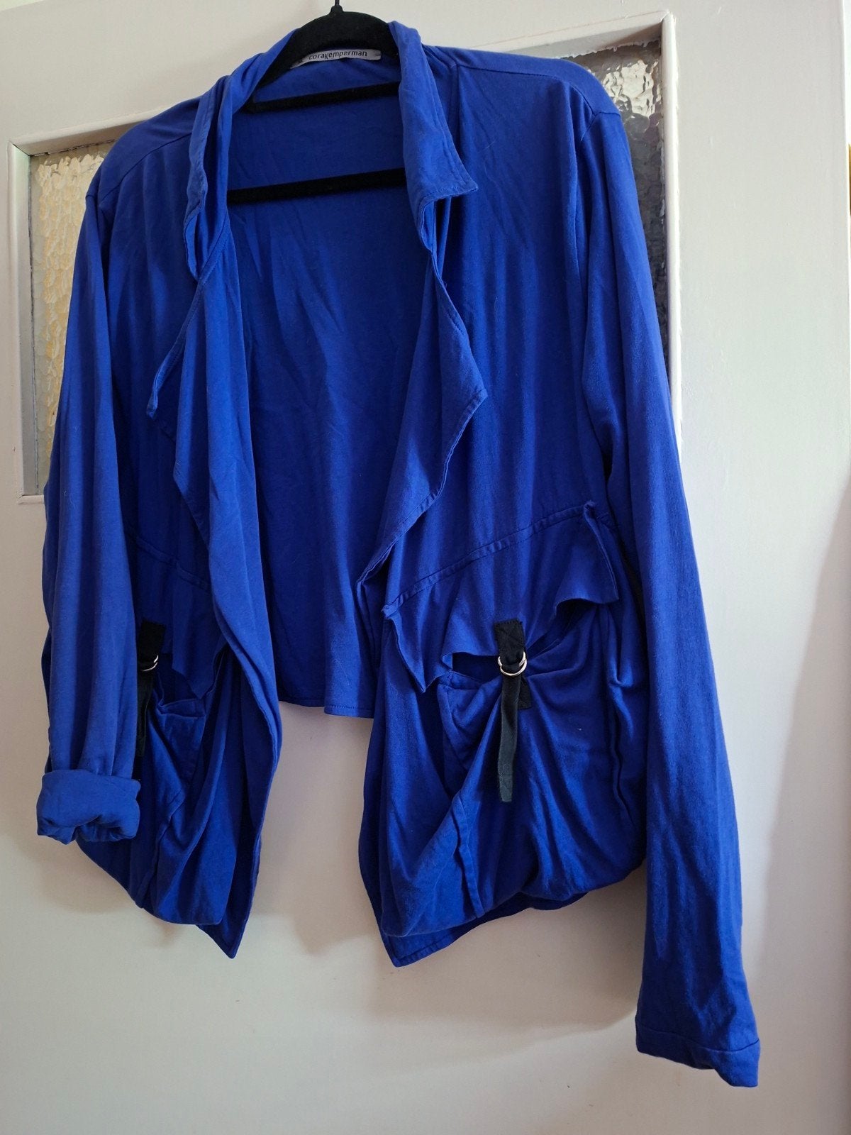Cora Kemperman kort blauw jasje maat XL, Ophalen of Verzenden, Zo goed als nieuw, Maat 46/48 (XL) of groter, Blauw