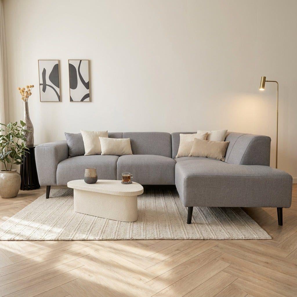 Hoekbank met compacte lounge grijsblauw gerecyclede stof, Huis en Inrichting, Banken | Bankstellen, Ophalen, Dimehouse, 250 tot 300 cm