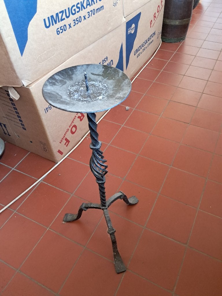 Smeedijzeren Vloerkandelaar Zwart Staand  CS27309, Gebruikt, Ophalen of Verzenden, 75 cm, Metaal
