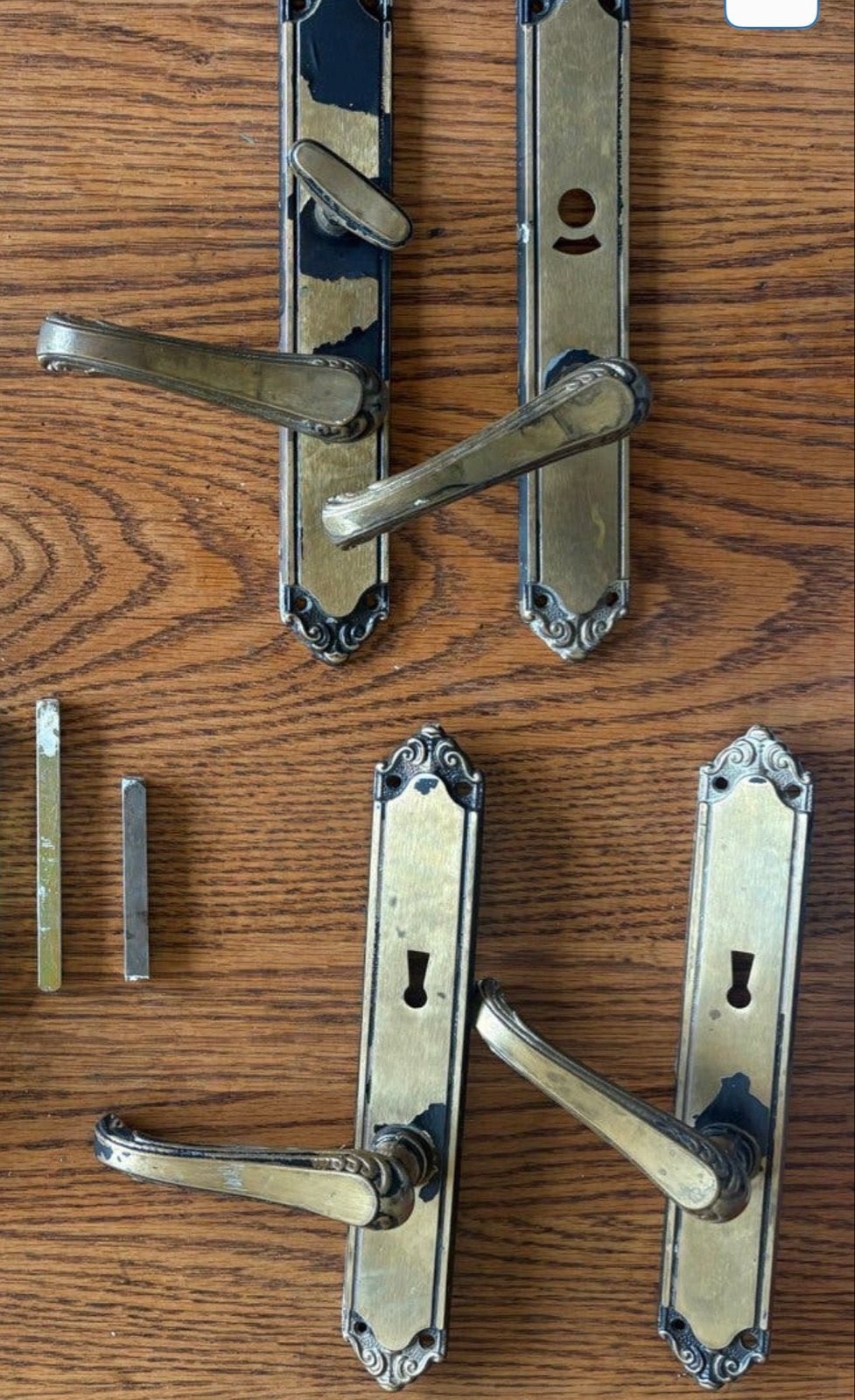 Set van messing deurklinken met sloten - Restauratie, Ophalen of Verzenden, Gebruikt, Koper of Messing, Klink of Kruk
