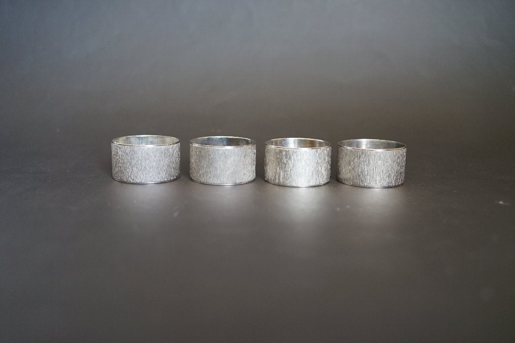 4x vintage servetring metaal structuur verzilverd, Zilver, Ophalen of Verzenden, Metaal, Overige merken