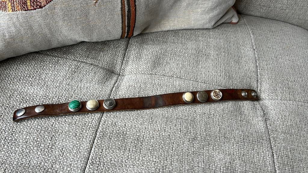 Noosa armband dubbel met 6 chunks, Ophalen of Verzenden, Gebruikt, Bruin, Leer