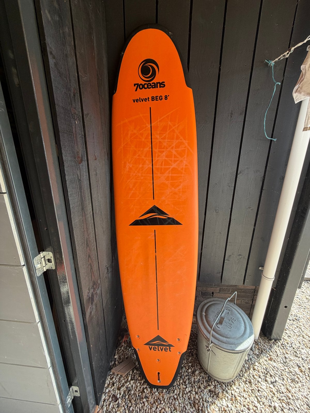 Stabiel 7Oceans Velvet BEG 8' surfboard met boardbag en vinn, Watersport en Boten, Golfsurfen, Ophalen, Gebruikt, Funboard, Met vinnen