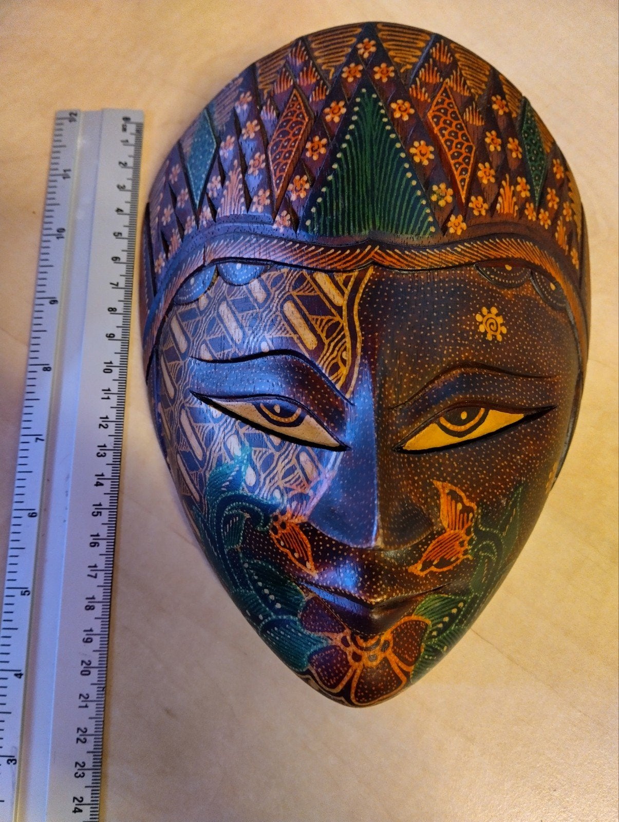 Traditioneel Javaans Balinees batik Topeng masker, Hout, Masker, Ophalen of Verzenden, Geschilderd