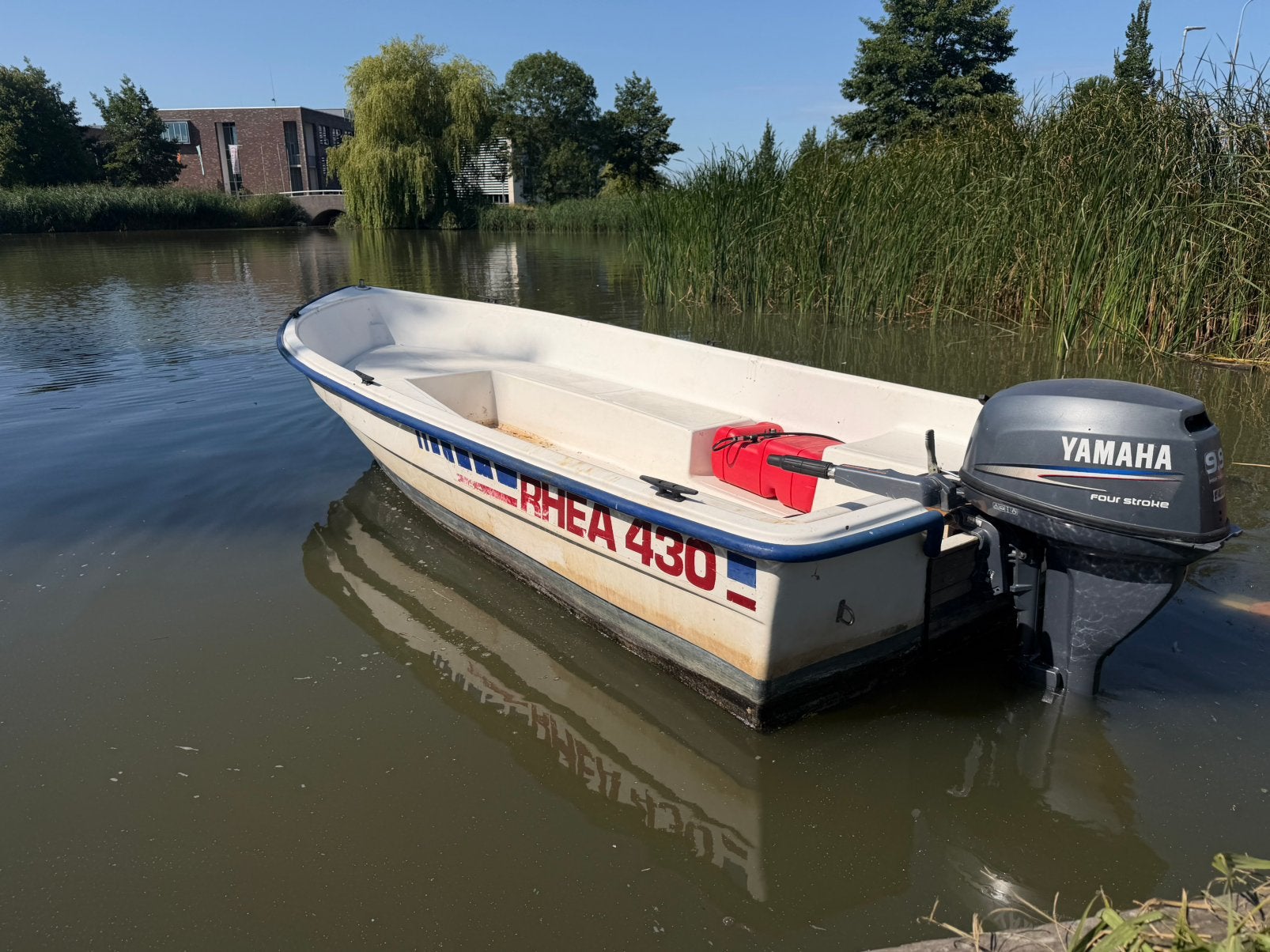 Rhea 430 boot met Yamaha 15pk buitenboordmotor en trailer, Ophalen, Gebruikt, Buitenboordmotor, Trailer