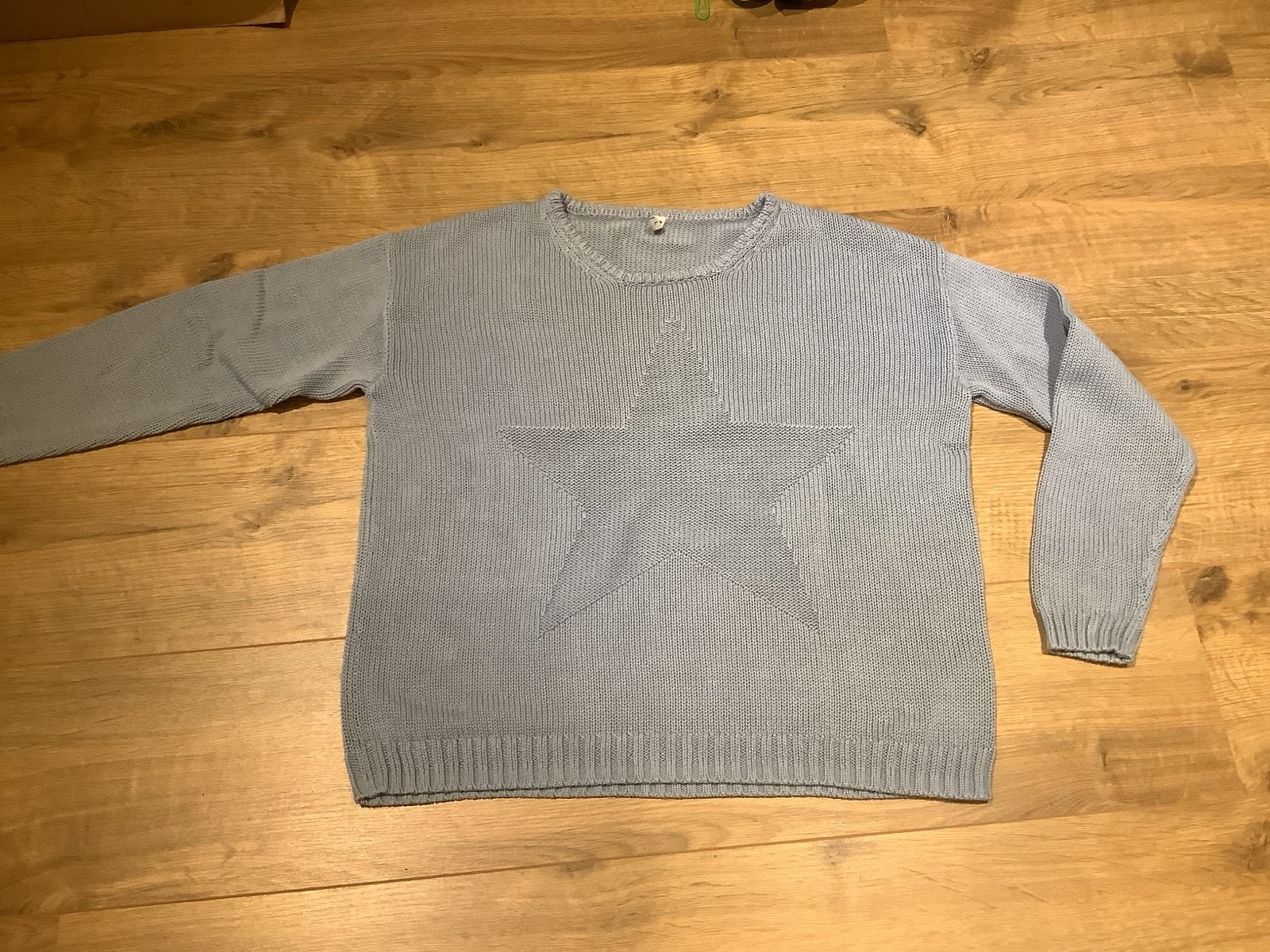 Blauwe katoenen trui HEMA L, Kleding | Dames, Truien en Vesten, Ophalen of Verzenden, Zo goed als nieuw, Maat 42/44 (L), Blauw