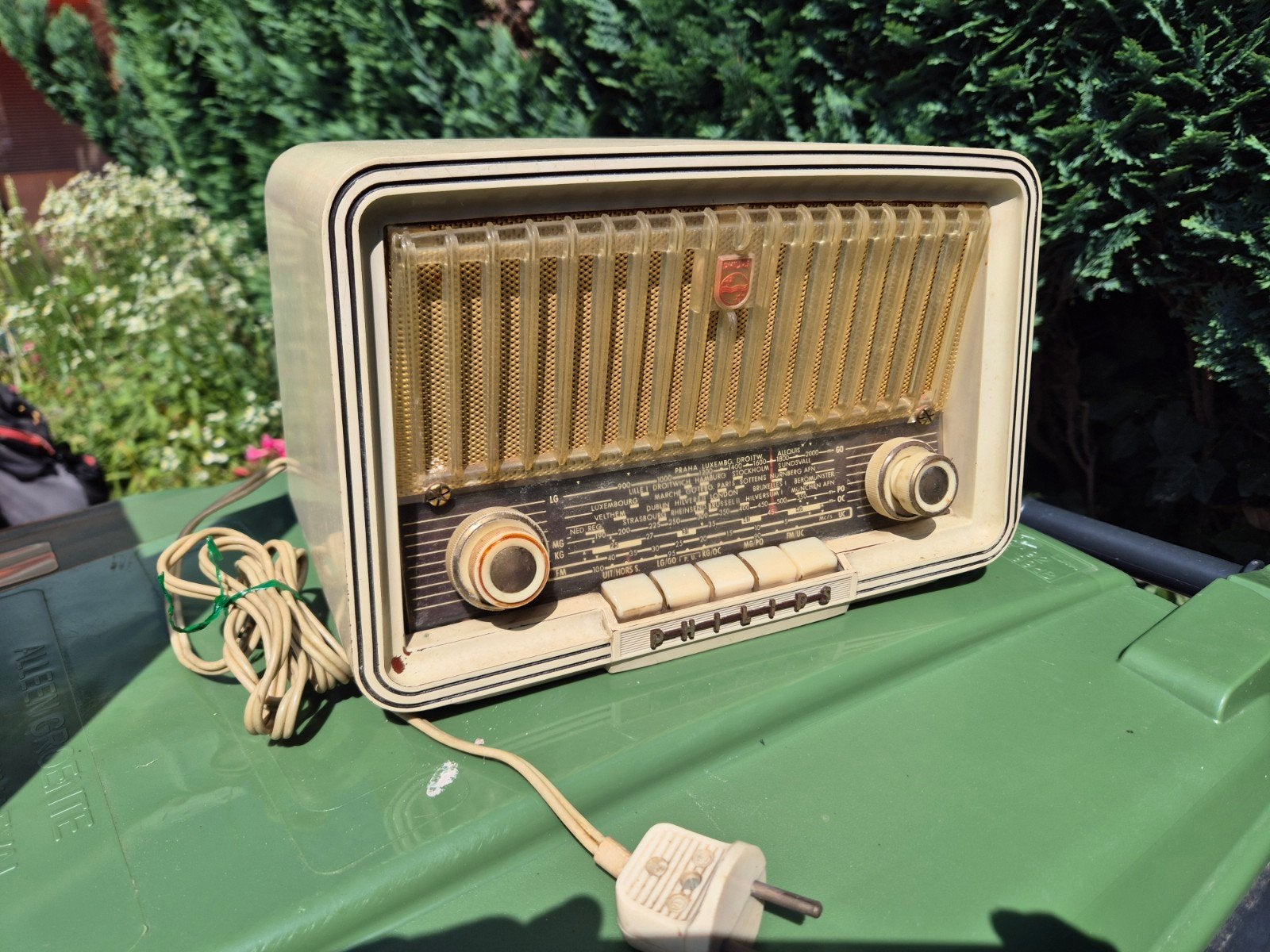 Vintage Philips buizenradio - Jaren '50 design, Audio, Tv en Foto, Radio's, Gebruikt, Radio, Ophalen of Verzenden