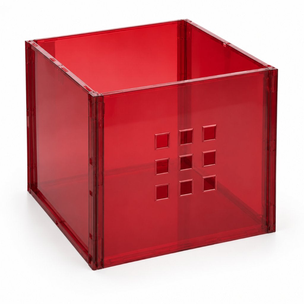 IKEA LEKMAN Opbergbak Transparant Rood – Voor EXPEDIT/KALLAX, Doe-het-zelf en Verbouw, Gebruikt, ., Minder dan 50 cm, Ophalen of Verzenden